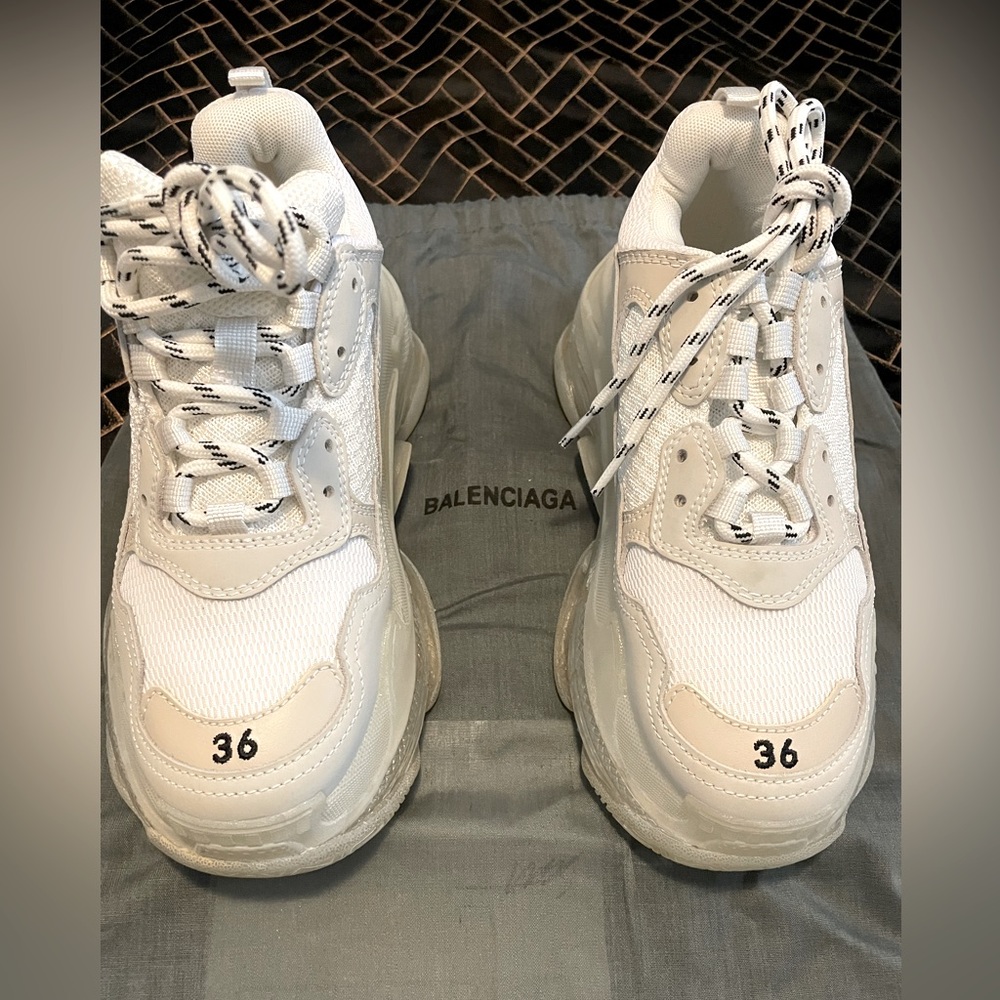 BALENCIAGA Triple S sneaker clear sole in white